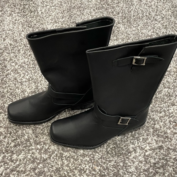 John Cooper Biker western cowboy black Genuine Leather Motorcycle Boots Spain - Picture 6 of 14